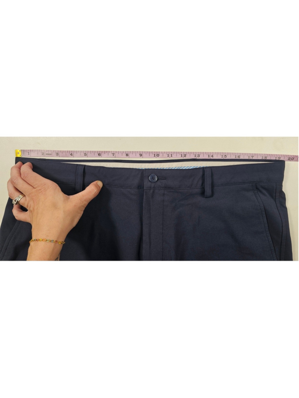 FJ Foot Joy sz 38 navy blue golf chino performance upf protect shorts preppy EUC - Picture 5 of 7